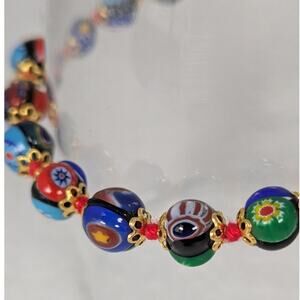Vintage Venetian Millefiori Glass Bracelet – Hand-Knotted Murano Beads 60s/70s